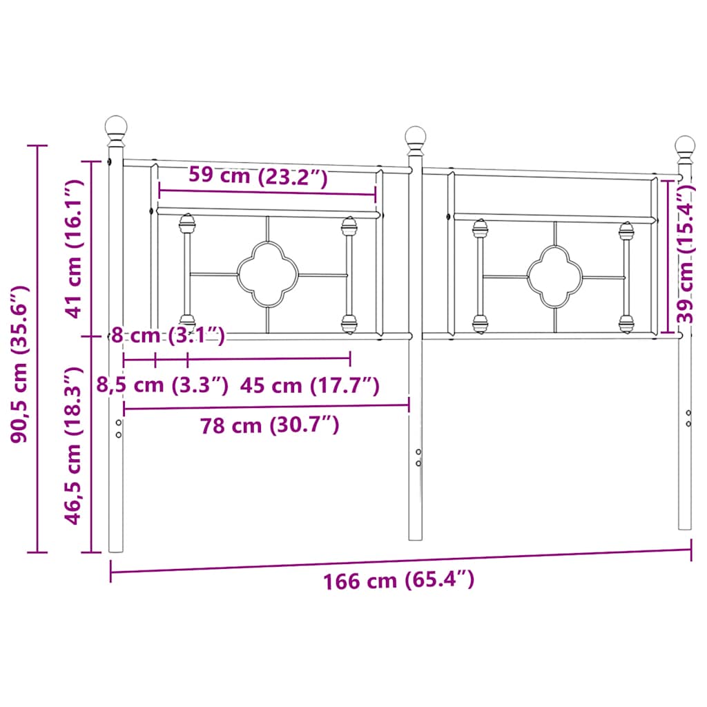vidaXL Metal Replace Headboard White 160 cm