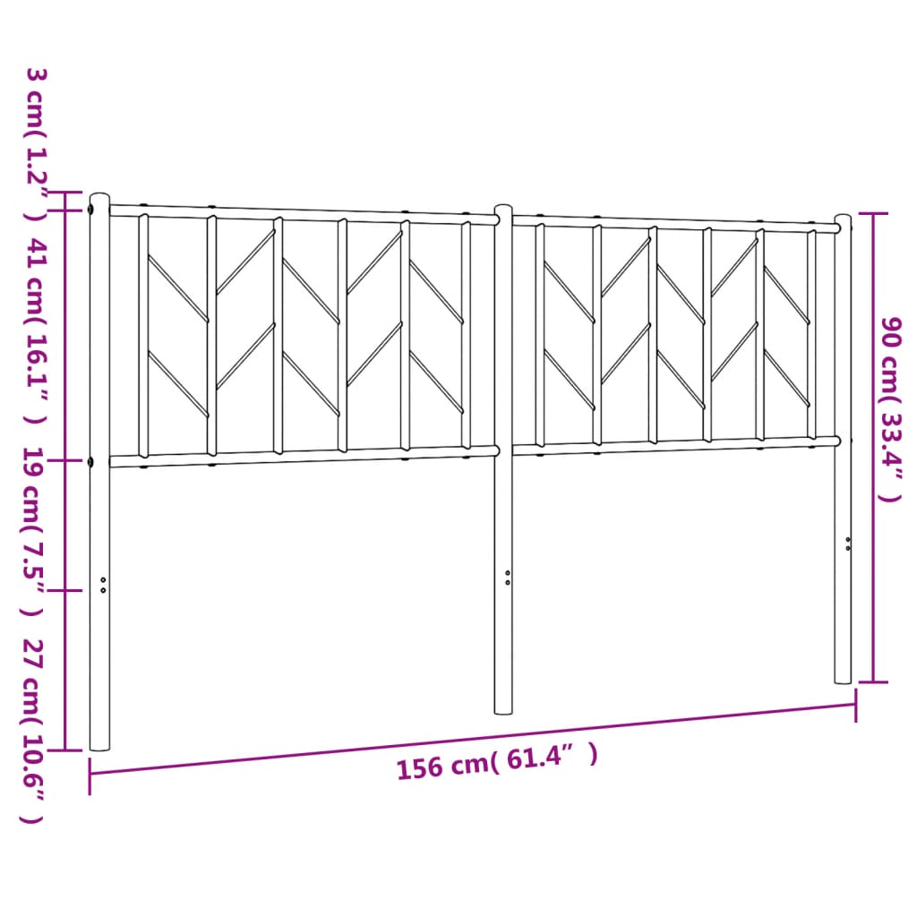 vidaXL Metal Replace Headboard Black 150 cm