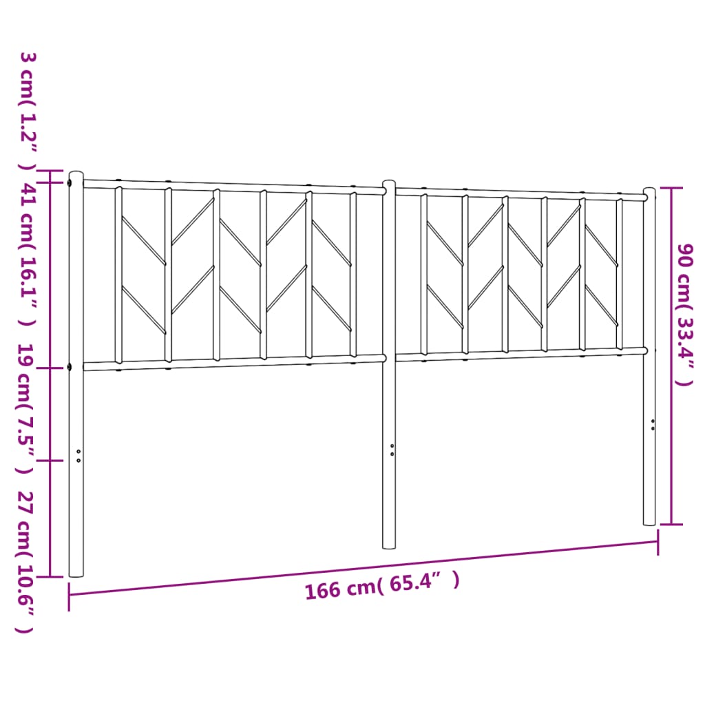 vidaXL Metal Replace Headboard Black 160 cm