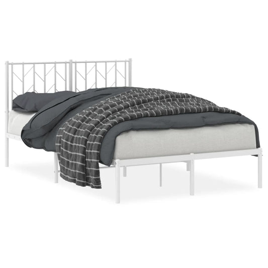 vidaXL Metal Bed Frame without Mattress with Headboard White 120x200cm