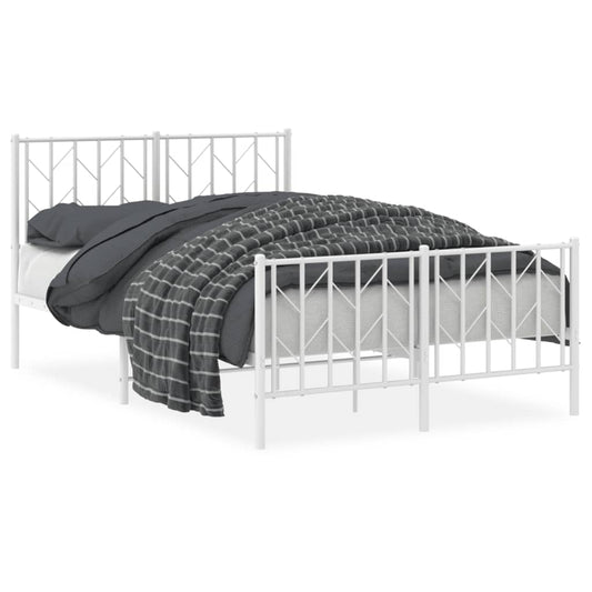 vidaXL Metal Bed Frame without Mattress with Footboard White 120x200cm