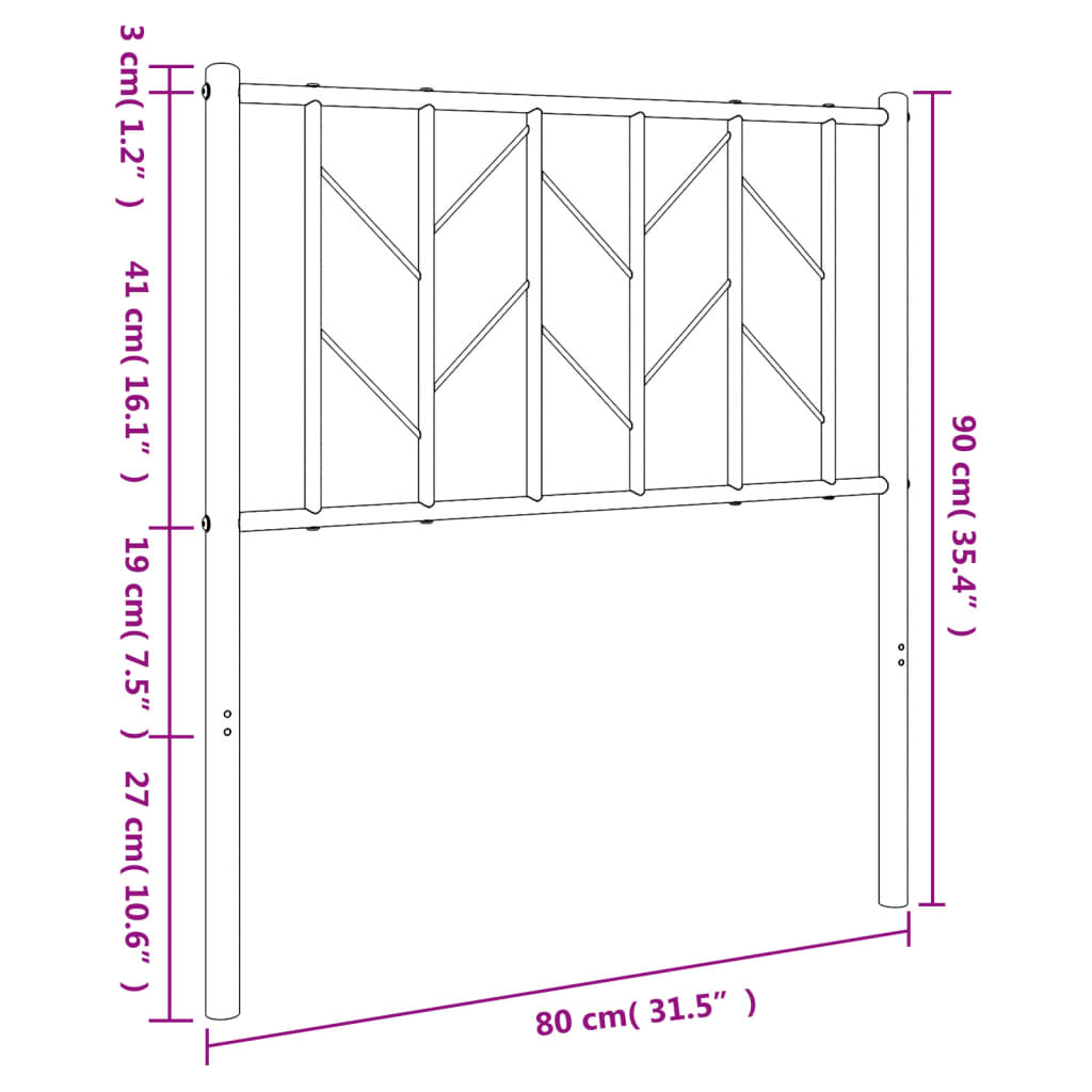 vidaXL Metal Replace Headboard White 75 cm
