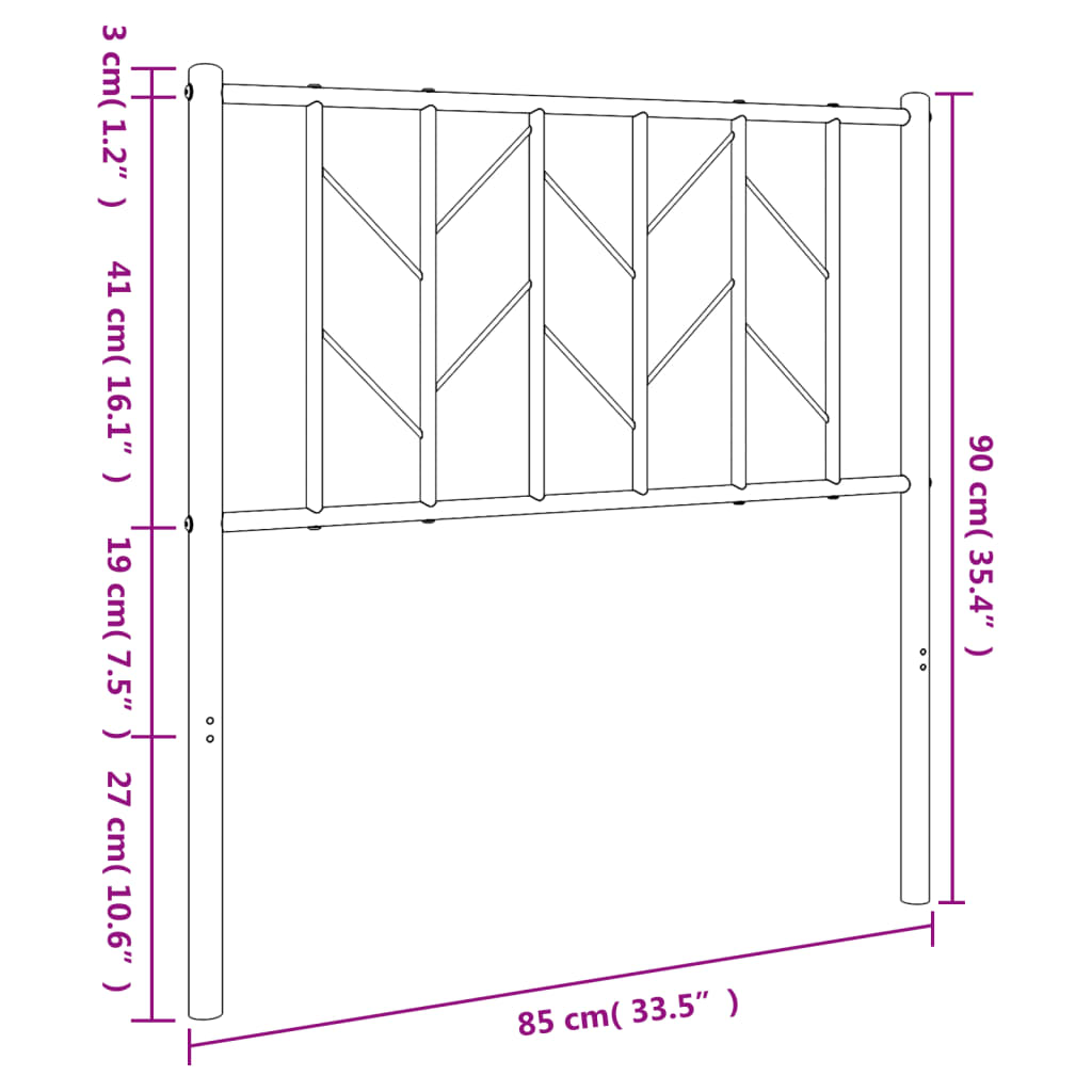 vidaXL Metal Replace Headboard White 80 cm
