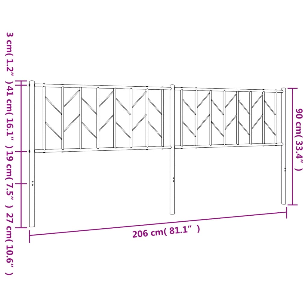 vidaXL Metal Replace Headboard White 200 cm