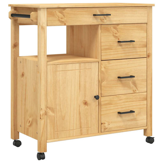 vidaXL Kitchen Trolley MONZA 84x40x88.5 cm Honey Wax Solid Wood Pine