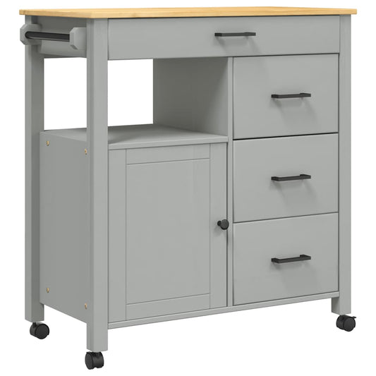 vidaXL Kitchen Trolley MONZA 84x40x88.5 cm Grey Solid Wood Pine