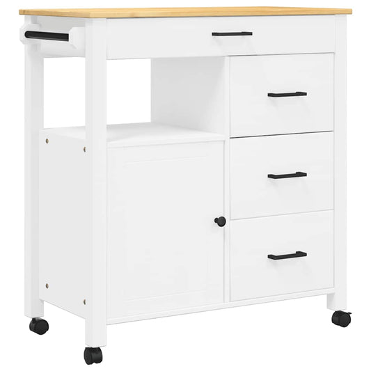 vidaXL Kitchen Trolley MONZA 84x40x88.5 cm White Solid Wood Pine