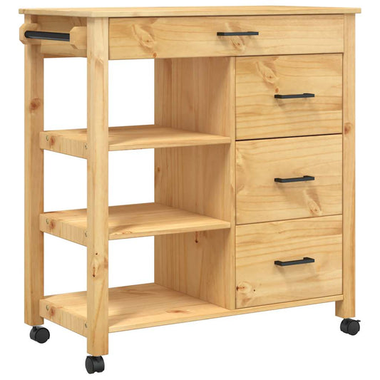 vidaXL Kitchen Trolley MONZA 84x40x88.5 cm Honey Wax Solid Wood Pine