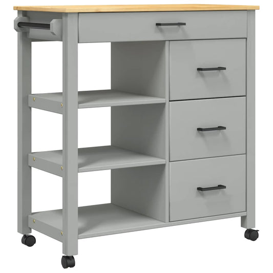 vidaXL Kitchen Trolley MONZA 84x40x88.5 cm Grey Solid Wood Pine