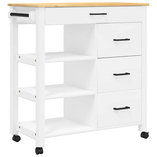 vidaXL Kitchen Trolley MONZA 84x40x88.5 cm White Solid Wood Pine
