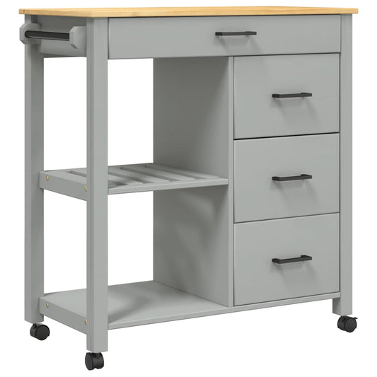 vidaXL Kitchen Trolley MONZA 84x40x88.5 cm Grey Solid Wood Pine