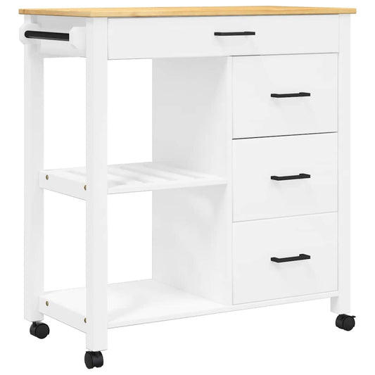 vidaXL Kitchen Trolley MONZA 84x40x88.5 cm White Solid Wood Pine