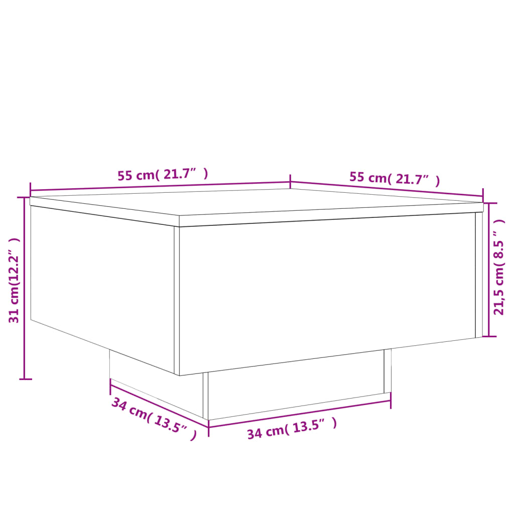 vidaXL Coffee Table Sonoma Oak 55x55x31 cm Engineered Wood