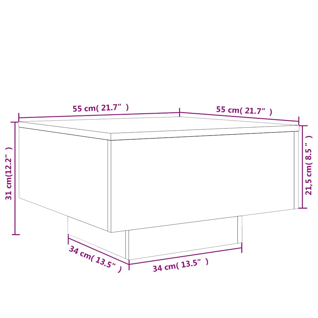 vidaXL Coffee Table Sonoma Oak 55x55x31 cm Engineered Wood