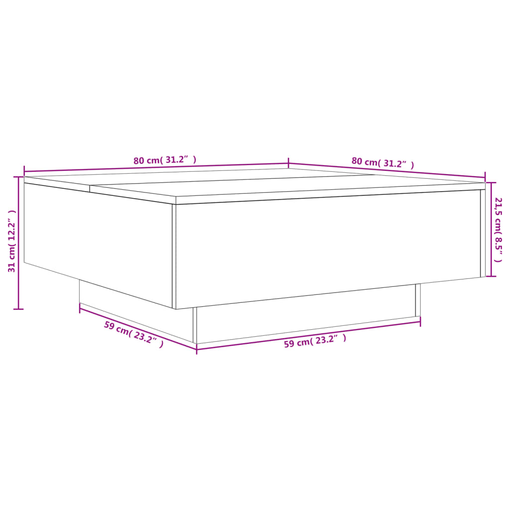 vidaXL Coffee Table White 80x80x31 cm Engineered Wood