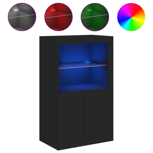 vidaXL Side Cabinet with LED Lights Black Engineered Wood