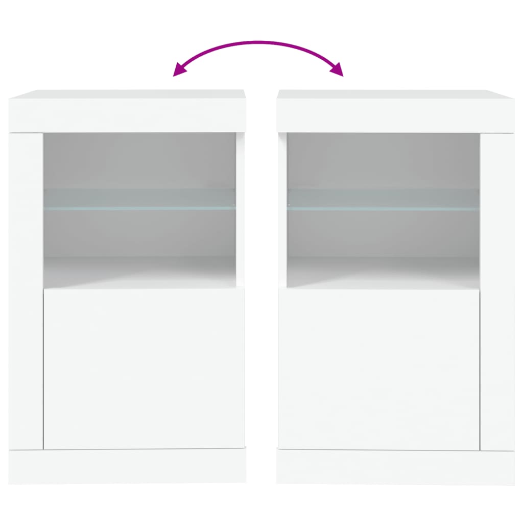 vidaXL Side Cabinets with LED Lights 2 pcs White Engineered Wood