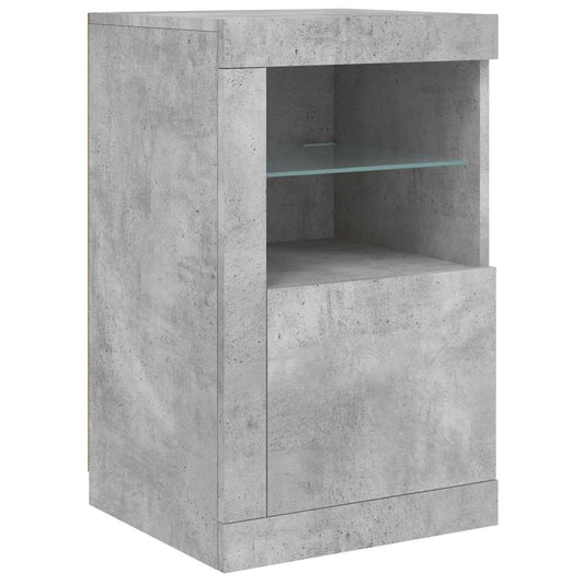 vidaXL Side Cabinet with LED Lights Concrete Grey Engineered Wood
