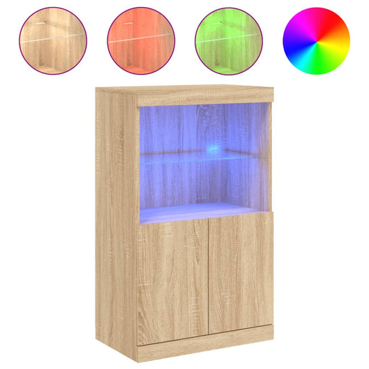 vidaXL Sideboard with LED Lights Sonoma Oak 60,5x37x100 cm