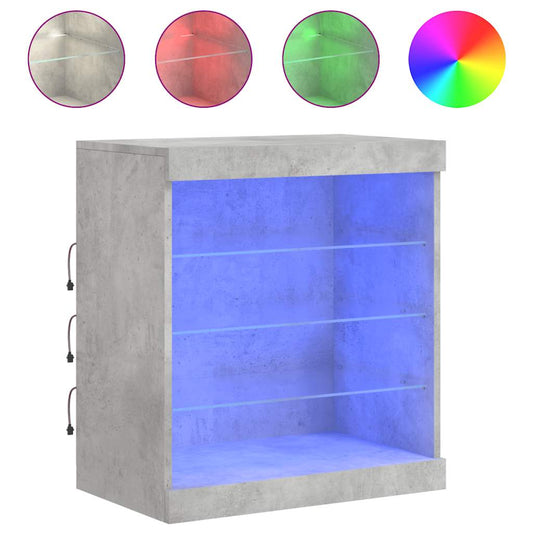 vidaXL Sideboard with LED Lights Concrete Grey 60,5x37x67 cm