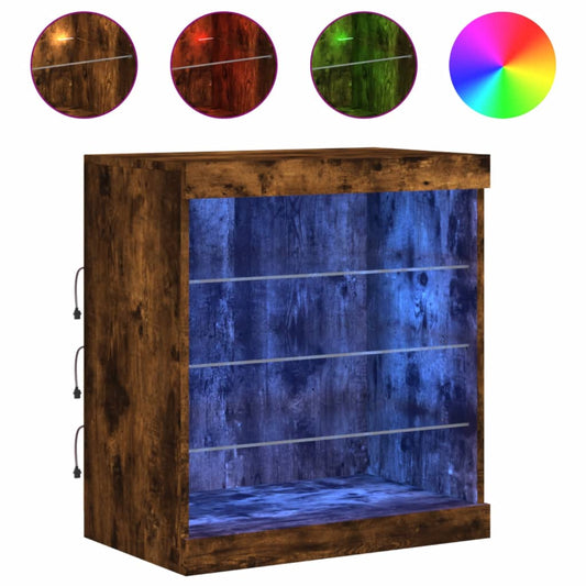 vidaXL Sideboard with LED Lights Smoked Oak 60,5x37x67 cm