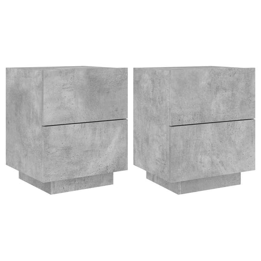 vidaXL Bedside Cabinets with LED Lights 2 pcs Concrete Grey
