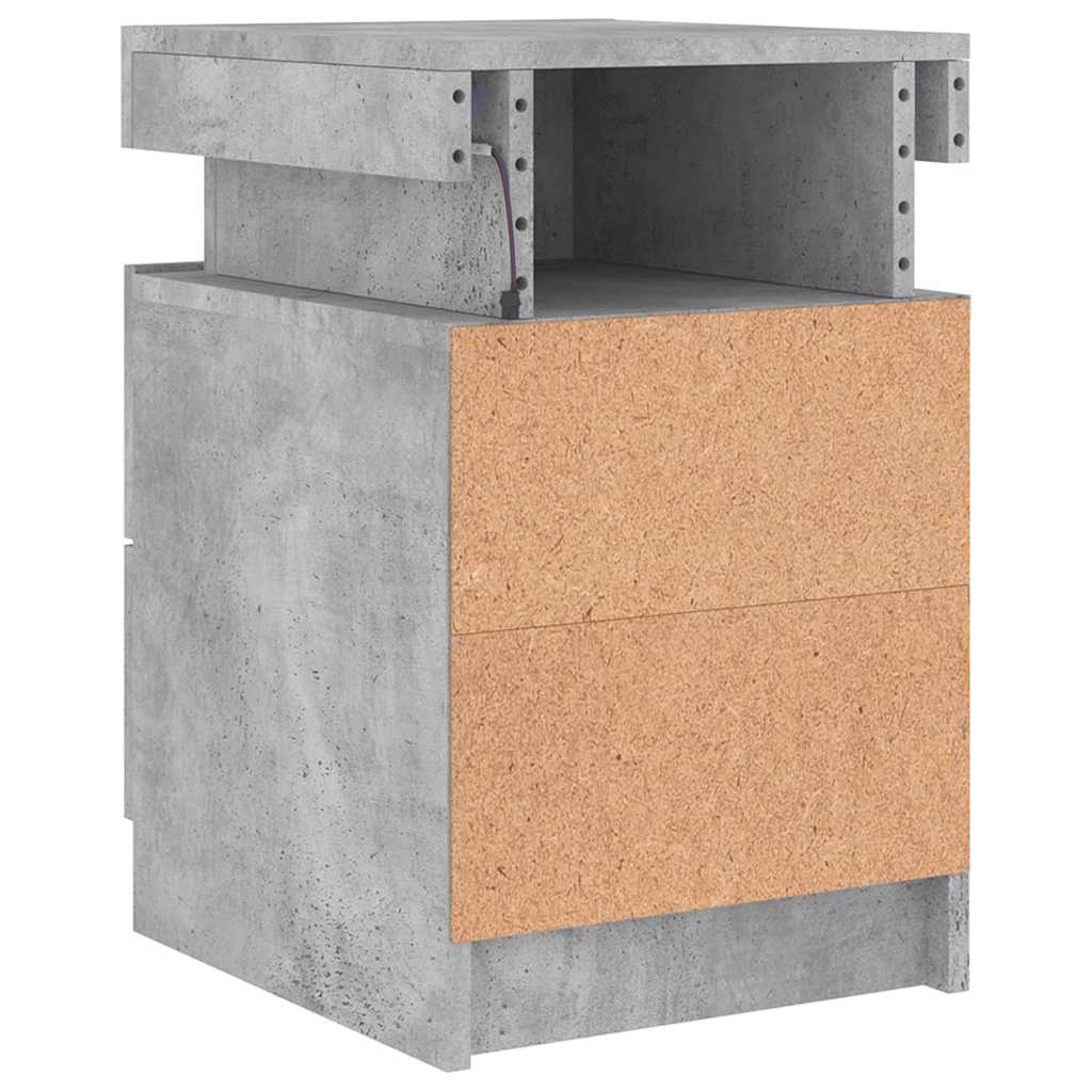 vidaXL Bedside Cabinets with LED Lights 2 pcs Concrete Grey 35x39x55cm