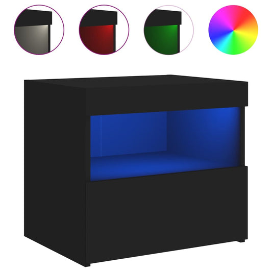 vidaXL Bedside Cabinet | Black | Engineered wood | 50x40x45 cm | Bedside Cabinet