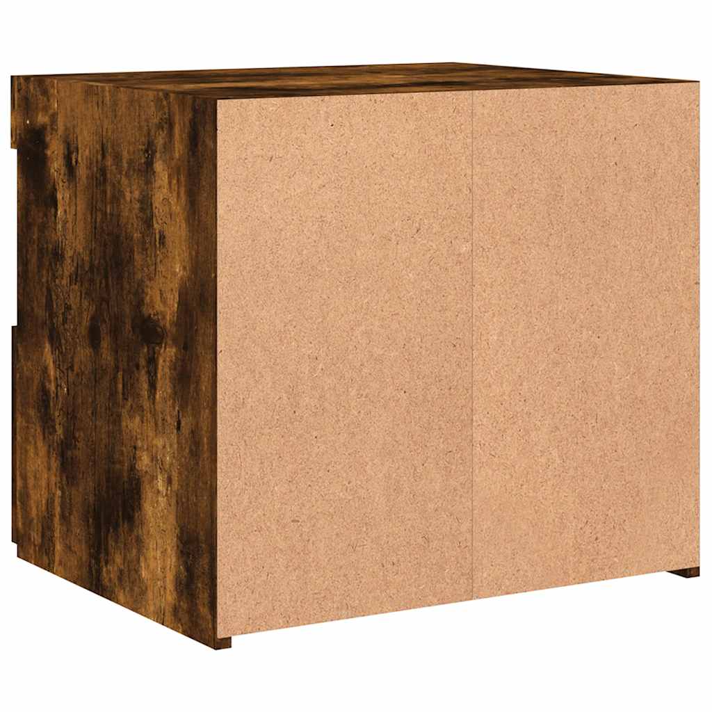 vidaXL Bedside Cabinets with LED Lights 2 pcs Smoked Oak 50x40x45 cm