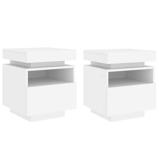 vidaXL Bedside Cabinets with LED Lights 2 pcs White 40x39x48,5 cm