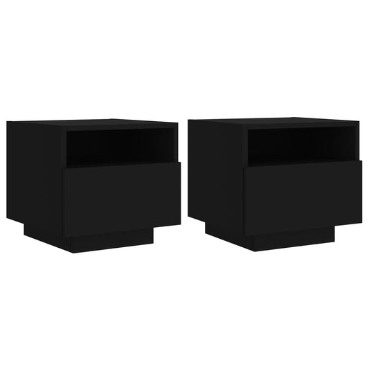vidaXL Bedside Cabinet | Set of 2 | Black | Engineered wood | Bedside Cabinet
