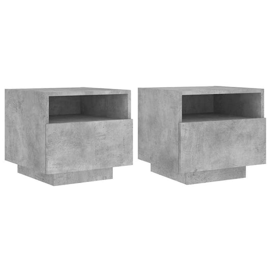 vidaXL Bedside Cabinets with LED Lights 2 pcs Concrete Grey 40x39x37cm