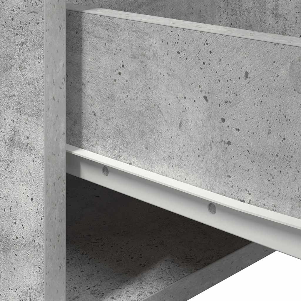 vidaXL Wall-mounted Bedside Cabinet with LED Lights Concrete Grey