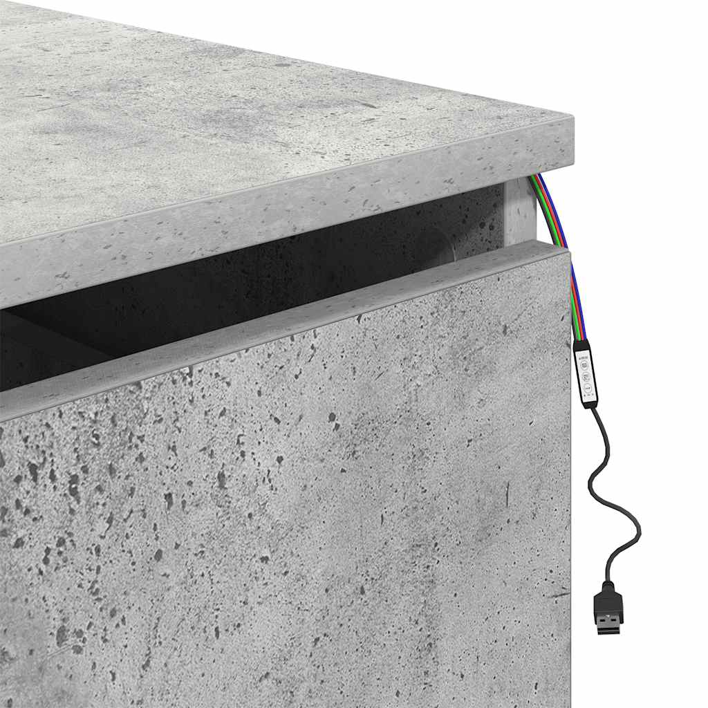 vidaXL Wall-mounted Bedside Cabinets with LED 2 pcs Concrete Grey