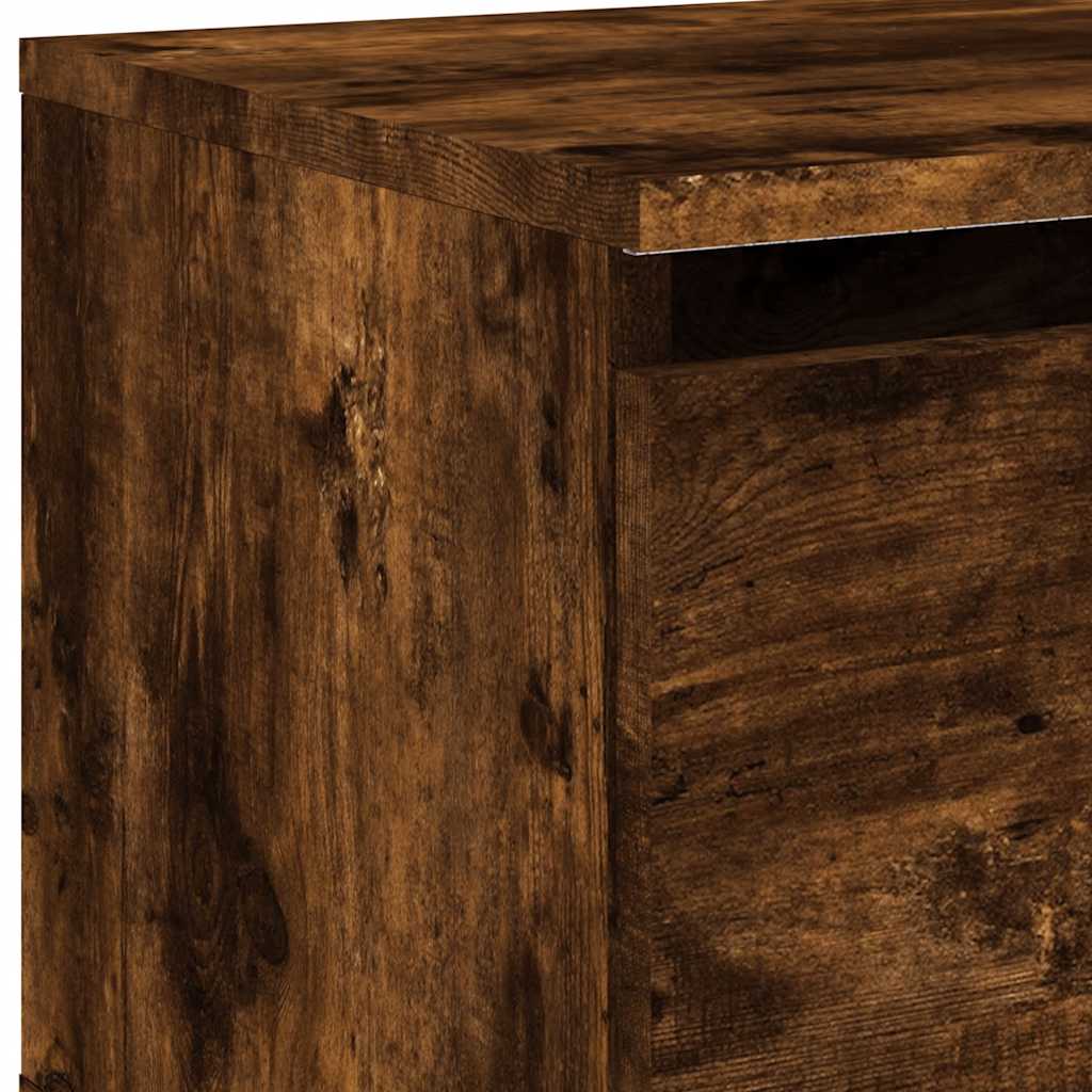vidaXL Wall-mounted Bedside Cabinets with LED Lights 2 pcs Smoked Oak