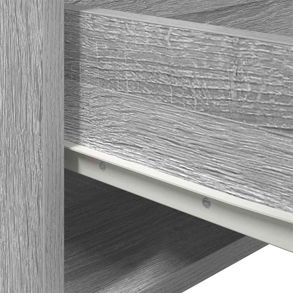 vidaXL Wall-mounted Bedside Cabinet with LED Lights Grey Sonoma