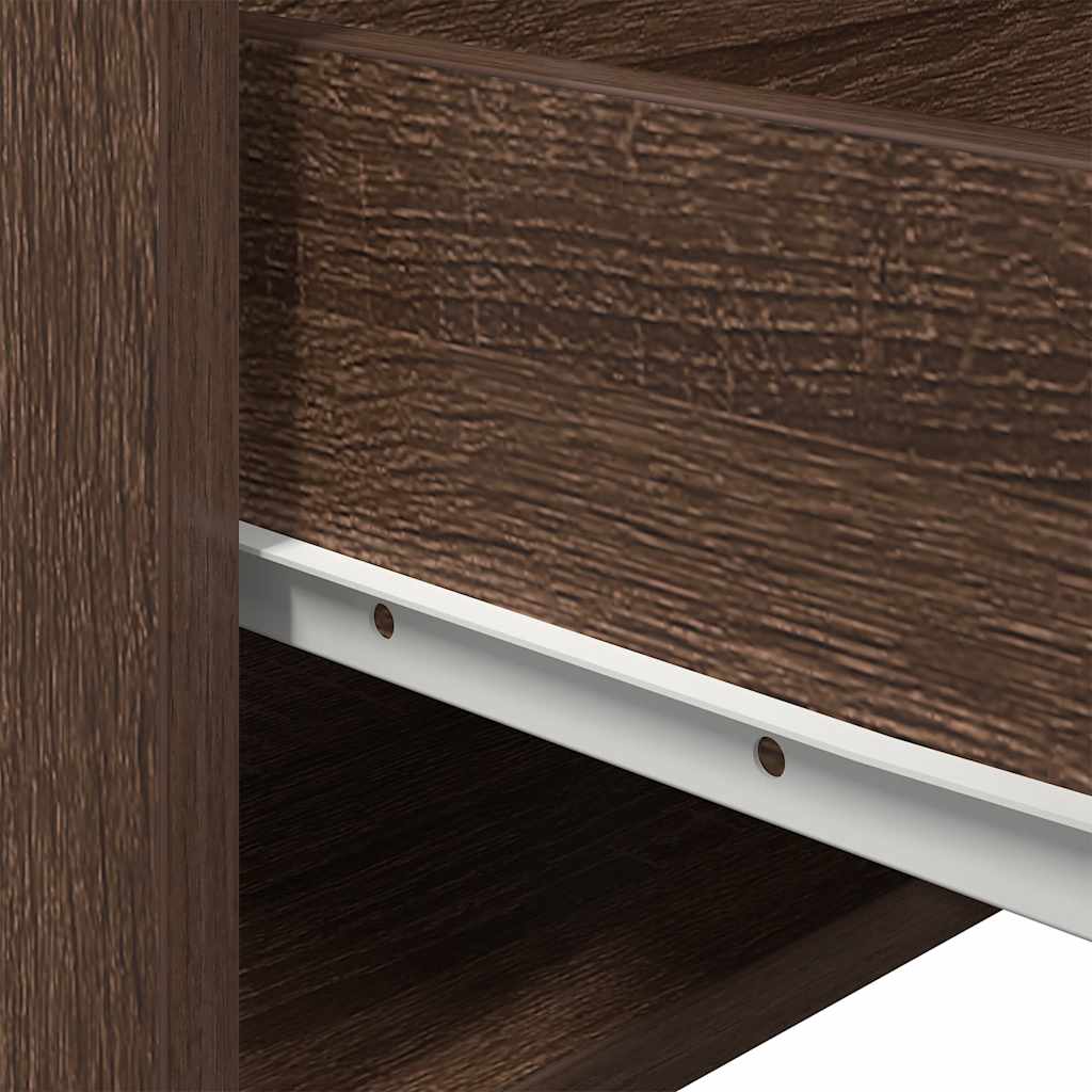 vidaXL Wall-mounted Bedside Cabinet with LED Lights Brown Oak