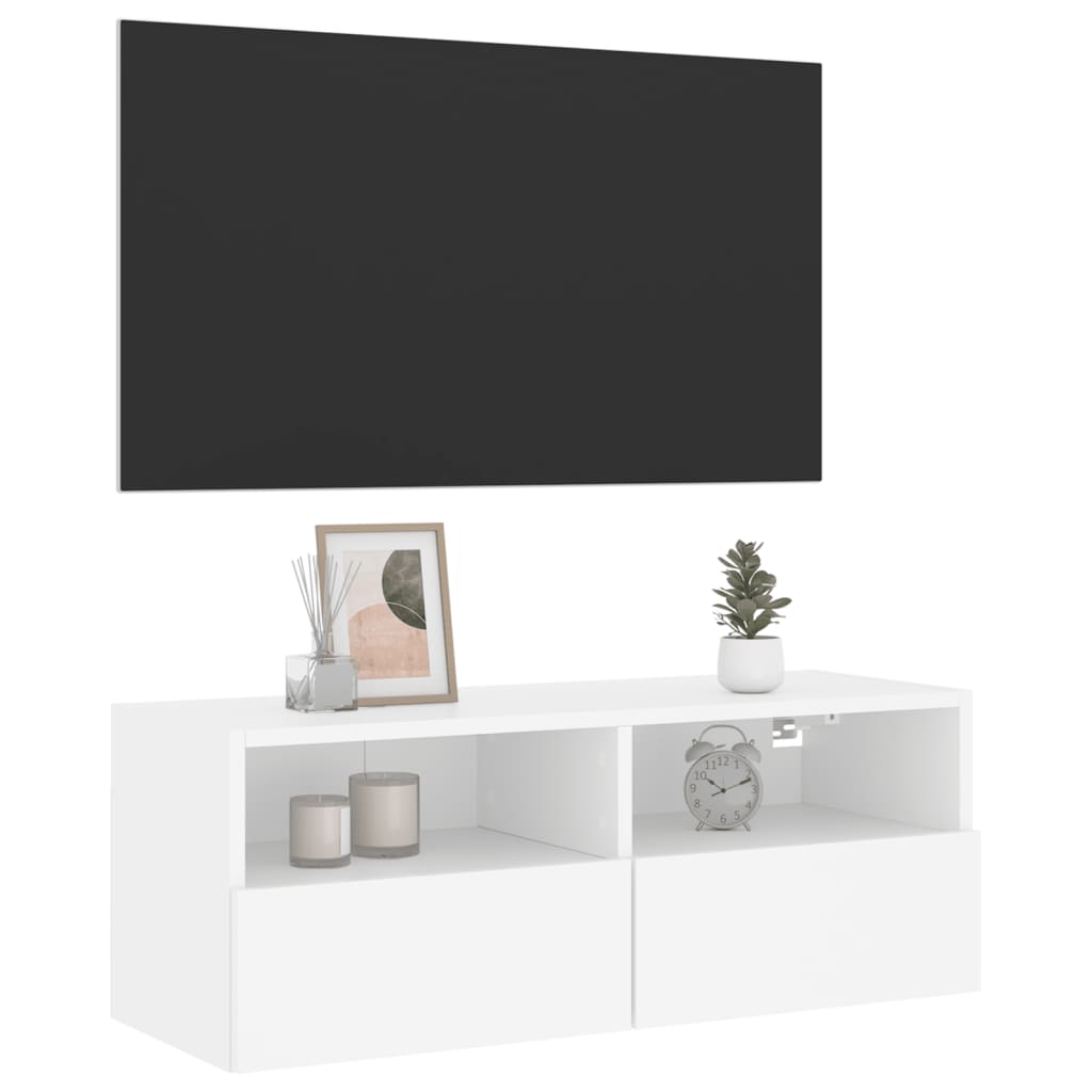 vidaXL TV Wall Cabinet White 80x30x30 cm Engineered Wood
