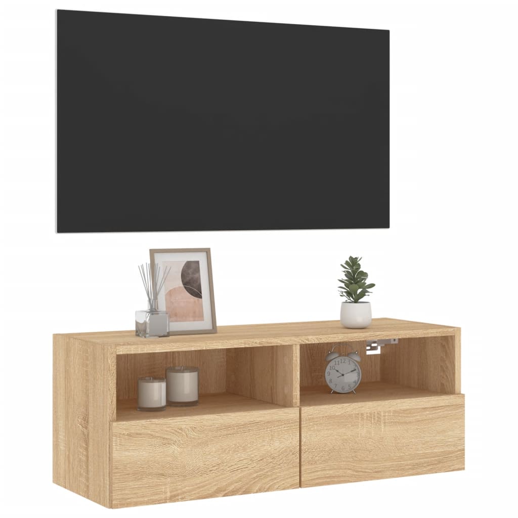 vidaXL TV Wall Cabinet Sonoma Oak 80x30x30 cm Engineered Wood