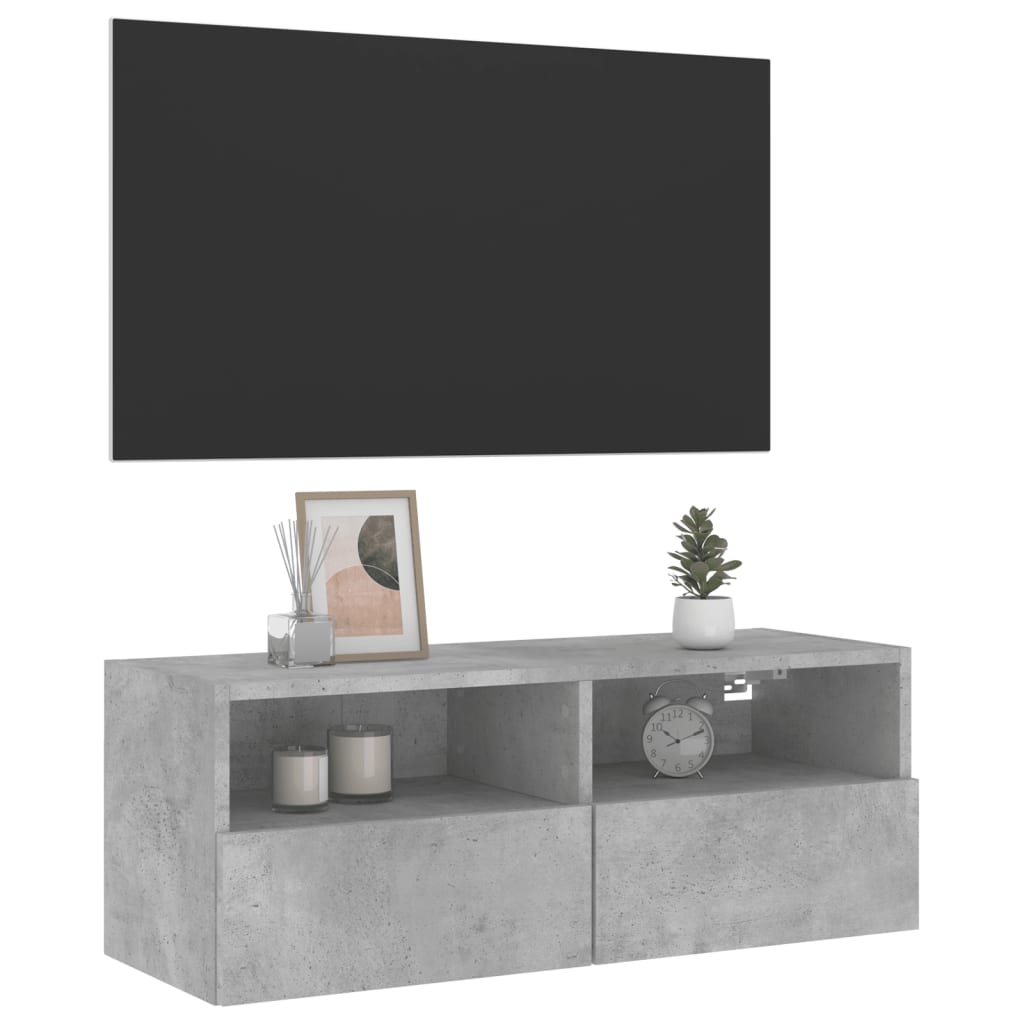 vidaXL TV Wall Cabinet Concrete Grey 80x30x30 cm Engineered Wood