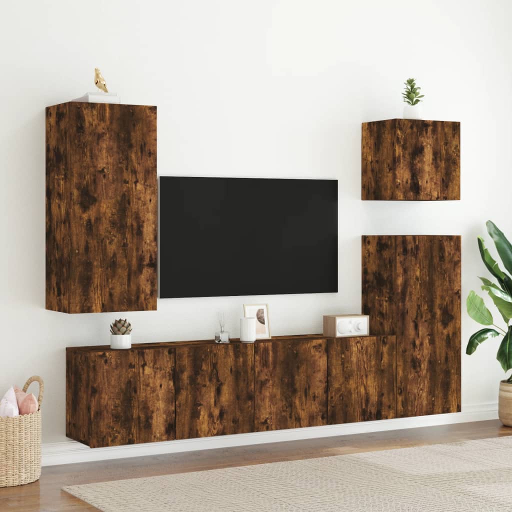 vidaXL TV Cabinet Wall-mounted Smoked Oak 80x30x41 cm