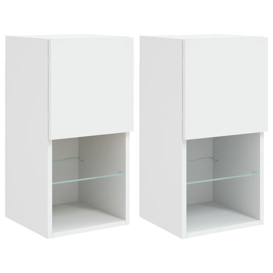 vidaXL 2 Piece TV Cabinet Set with LED Lights White 30,5x30x60 cm