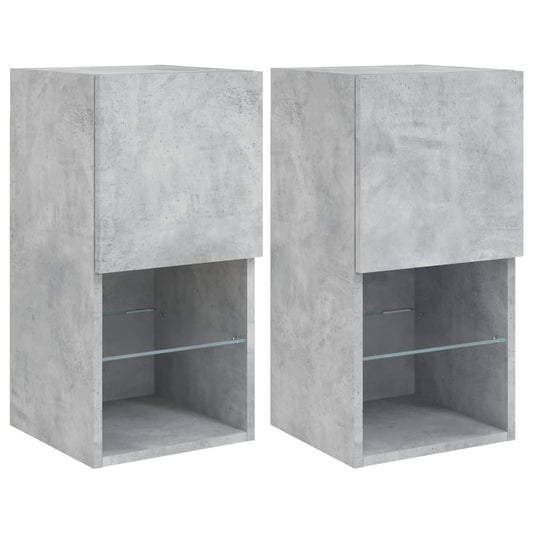 vidaXL 2 Piece TV Cabinet Set with LED Lights Concrete Grey 30,5x30x60 cm