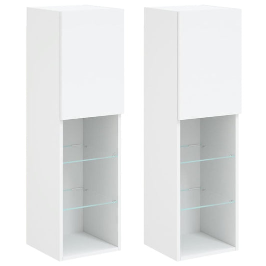 vidaXL 2 Piece TV Cabinet Set with LED Lights White 30,5x30x102 cm