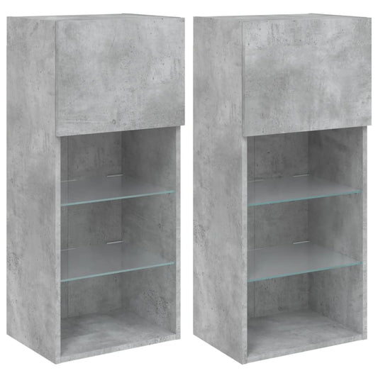 vidaXL 2 Piece TV Cabinet Set with LED Lights Concrete Grey 40,5x30x90 cm