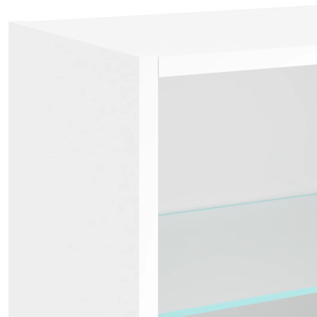 vidaXL Bedside Cabinet with LED Lights Wall-mounted White