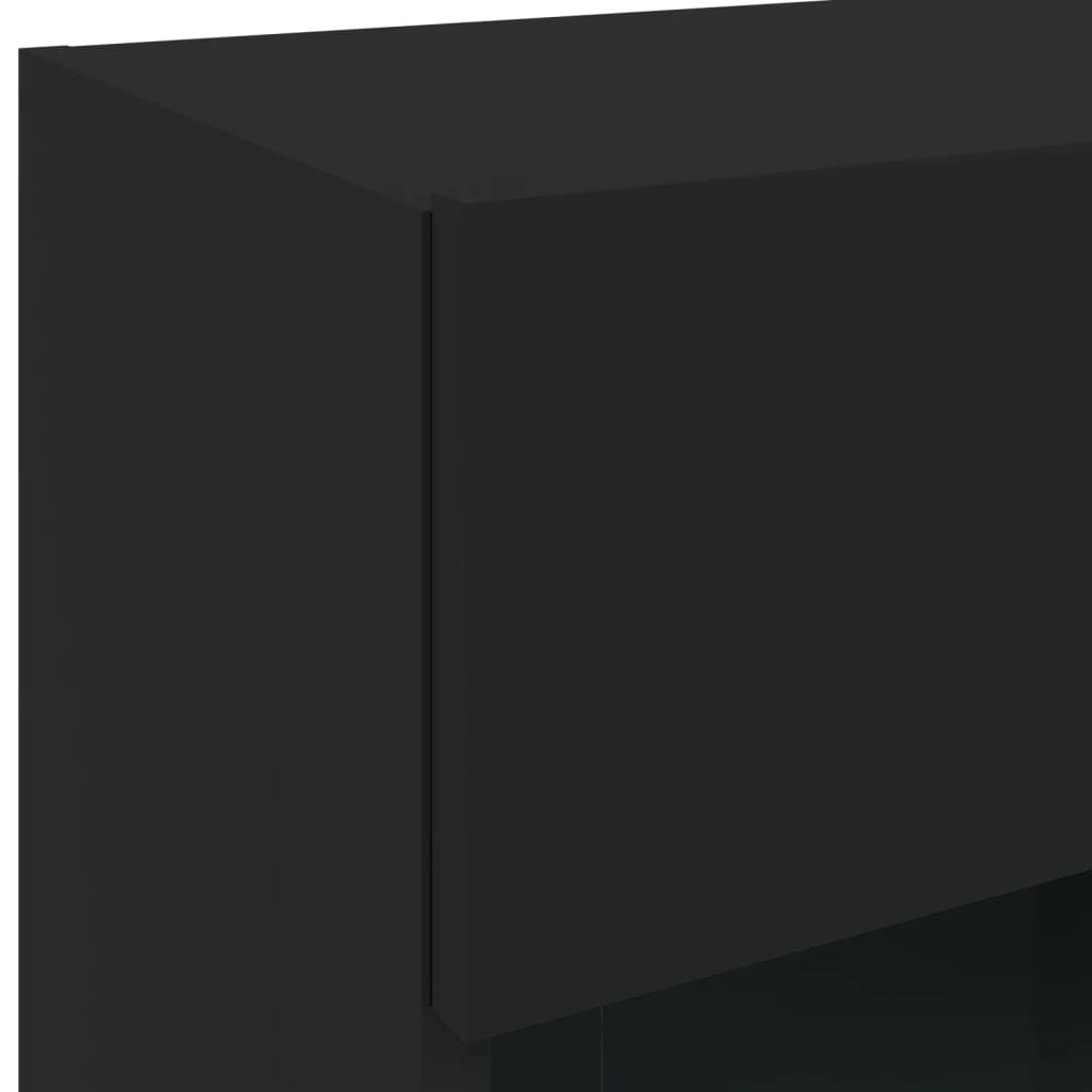vidaXL TV Wall Cabinet with LED Lights Black 40x30x60,5 cm