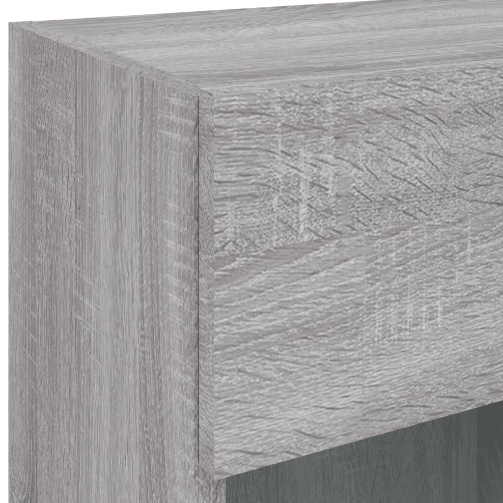 vidaXL TV Wall Cabinet with LED Lights Grey Sonoma 40x30x60.5 cm