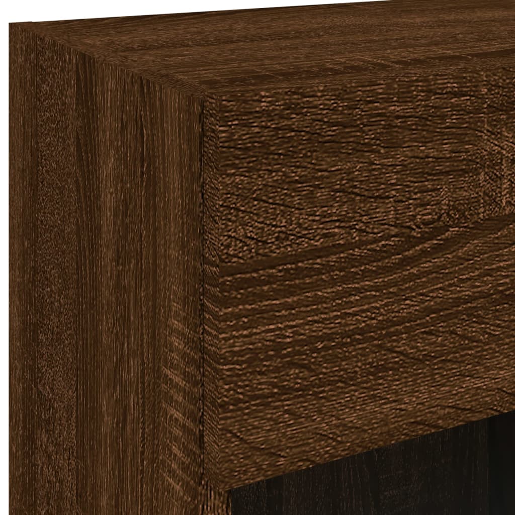 vidaXL TV Wall Cabinet with LED Lights Brown Oak 40x30x60,5 cm