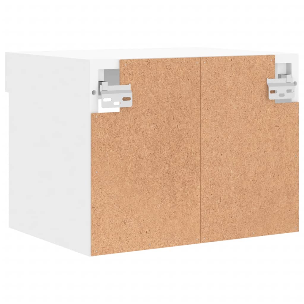 vidaXL Bedside Cabinets with LED Lights Wall-mounted 2 pcs White